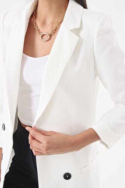 White Button Detail Jacket