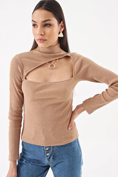 Other Breast Collar Blouse Beige Detail