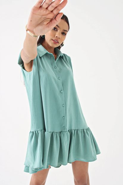 Mint Green Flywheel Collar Dress