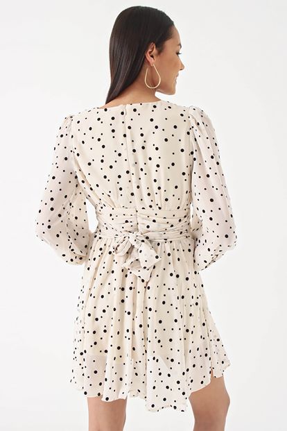 Cream polka dot chiffon dress