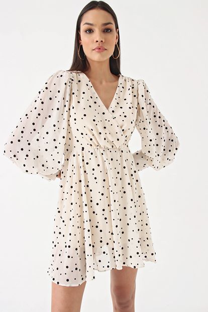 Cream polka dot chiffon dress