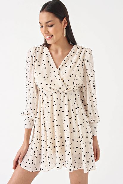 Cream polka dot chiffon dress