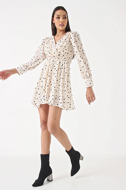 Cream polka dot chiffon dress