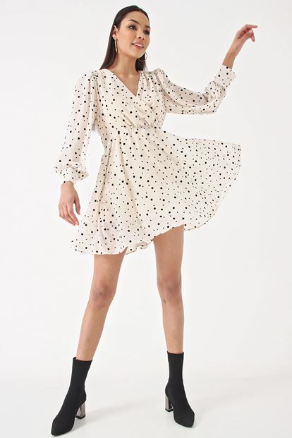 Cream polka dot chiffon dress