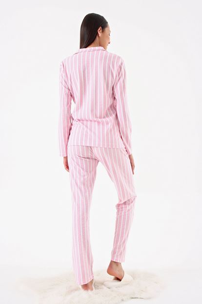 Pink-striped pajamas suit