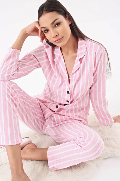Pembe Çizgili Pijama Takım