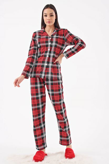 Kırmızı Ekose Pijama Takım