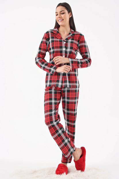Kırmızı Ekose Pijama Takım