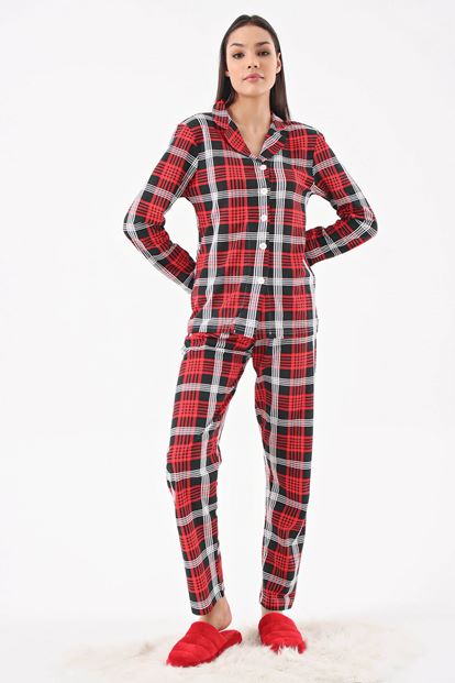 Kırmızı Ekose Pijama Takım