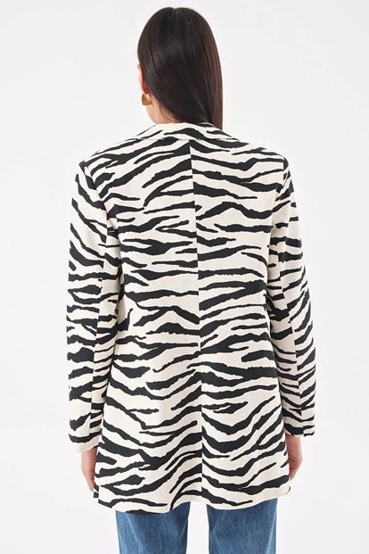 Siyah Zebra Desen Blazer Ceket