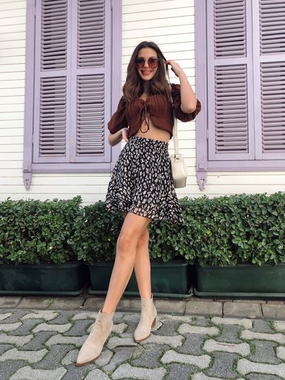 Brown ruffles Detail Bustier