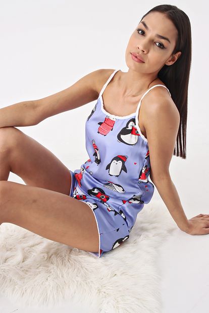 Lila Desenli 5'li Pijama Takımi