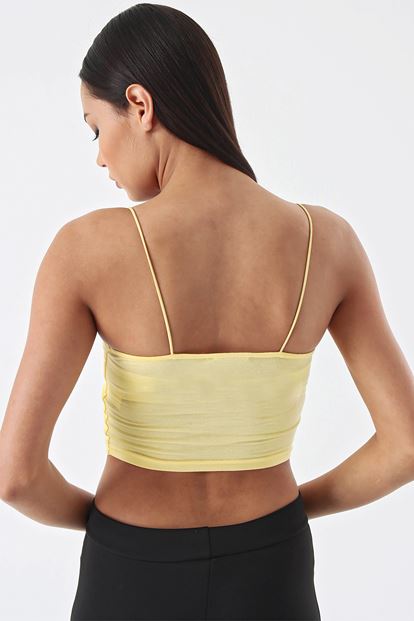 Sarı İp Askılı Crop