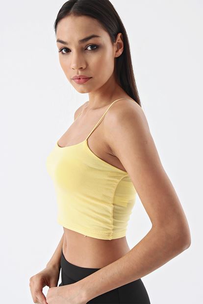 Sarı İp Askılı Crop