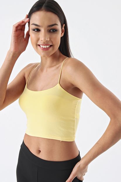 Sarı İp Askılı Crop