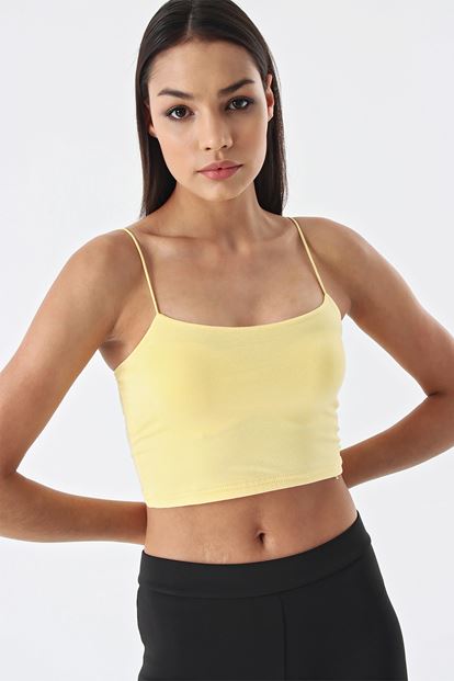 Sarı İp Askılı Crop