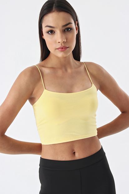 Sarı İp Askılı Crop