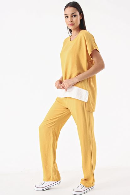 Sarı Bluz Pantolon Takım