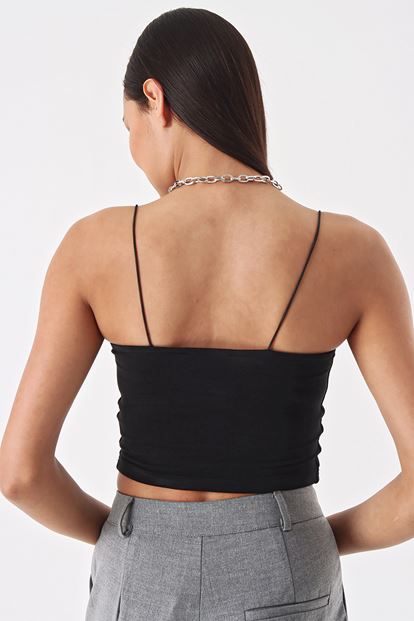 Black Rope Hanger Crop Blouse