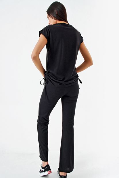 Black Cascus Sides Shirred Team