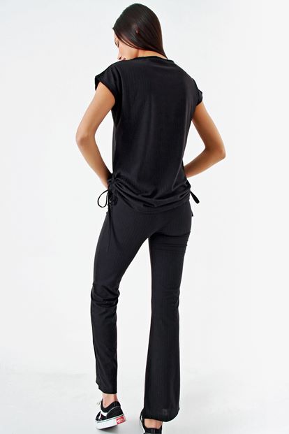 Black Cascus Sides Shirred Team
