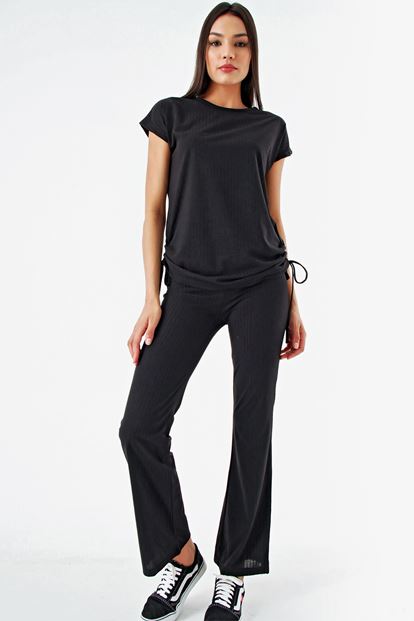 Black Cascus Sides Shirred Team