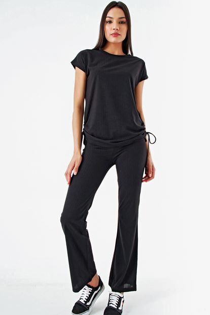 Black Cascus Sides Shirred Team