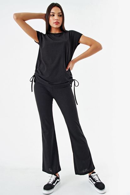 Black Cascus Sides Shirred Team