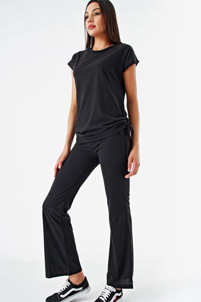 Black Cascus Sides Shirred Team