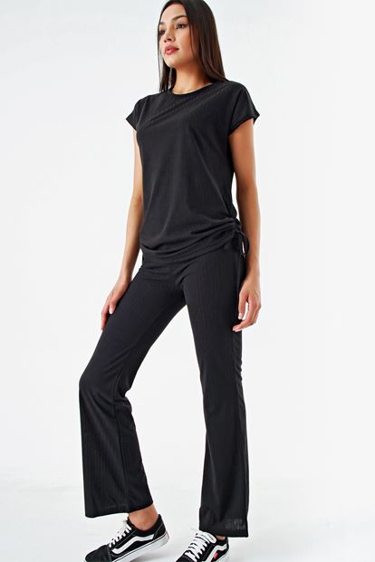 Black Cascus Sides Shirred Team
