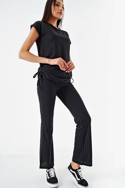 Black Cascus Sides Shirred Team