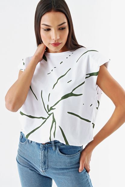 White Patterned padded T-Shirts