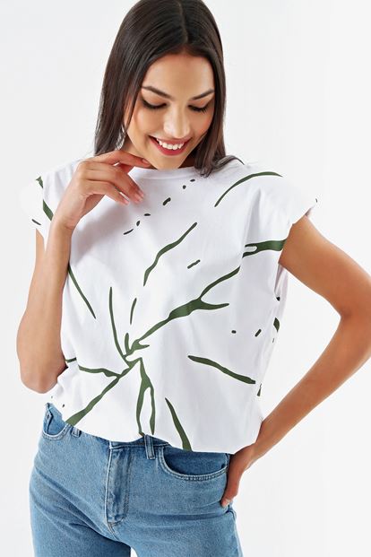White Patterned padded T-Shirts
