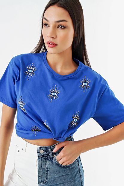 Saks Embroidery Detail Design T-Shirts