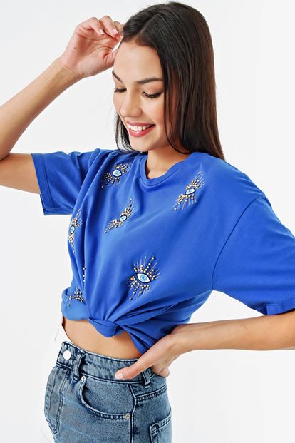 Saks Embroidery Detail Design T-Shirts