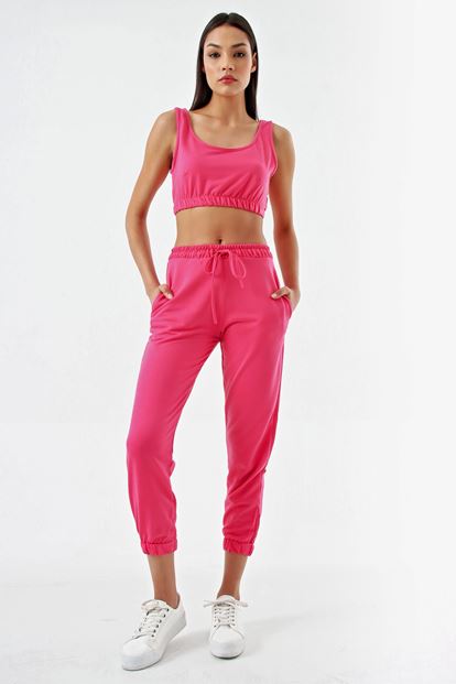 Pembe Crop Eşofman Ikili Takım