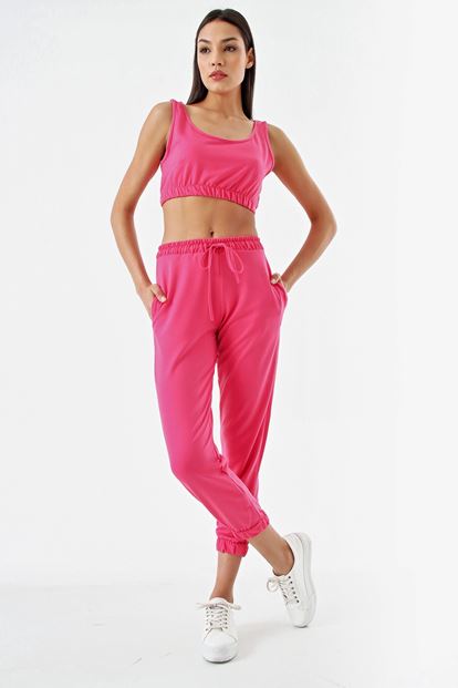 Pembe Crop Eşofman Ikili Takım