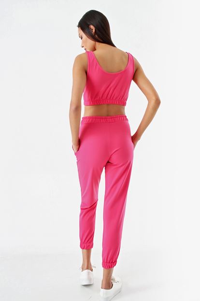 Pembe Crop Eşofman Ikili Takım