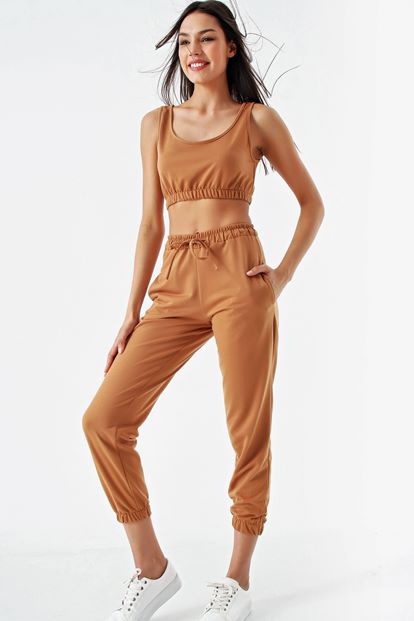 Crop Brown Tracksuit Double Team