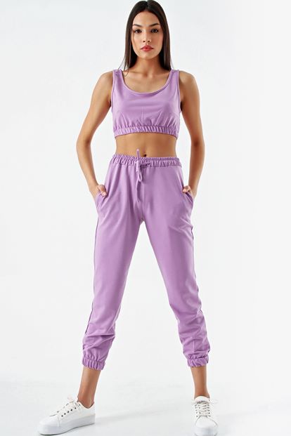 Lilac crop tracksuit binary team