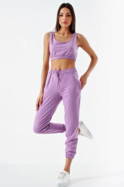 Lilac crop tracksuit binary team
