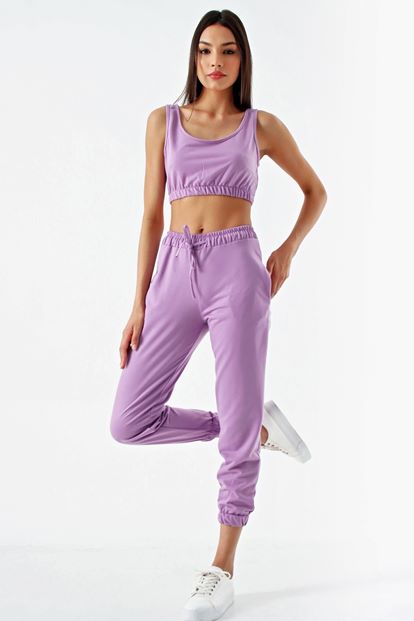 Lilac crop tracksuit binary team