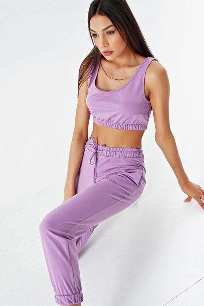 Lilac crop tracksuit binary team