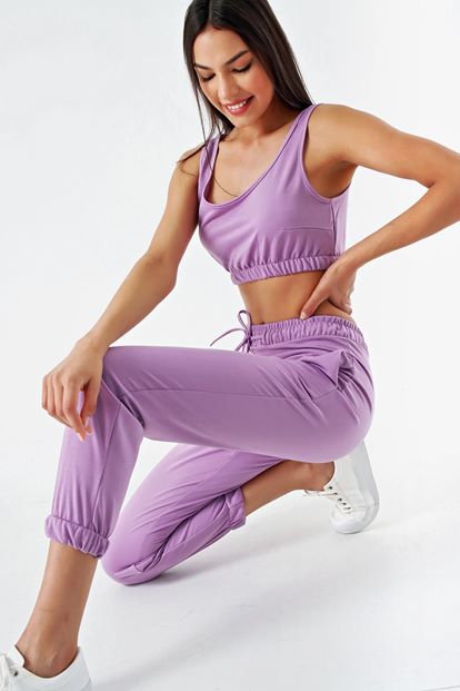 Lilac crop tracksuit binary team