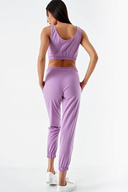 Lilac crop tracksuit binary team