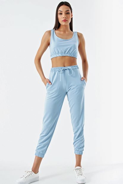 Mavi Crop Eşofman Ikili Takım