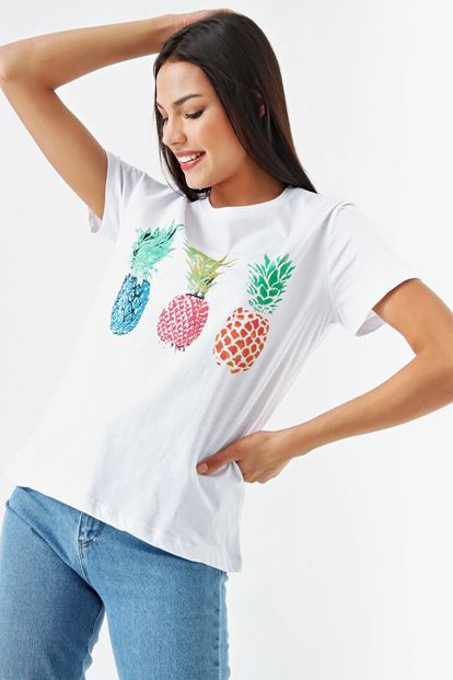 White Fruit Patterned Shirts