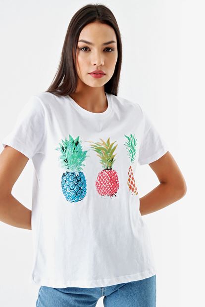 White Fruit Patterned Shirts