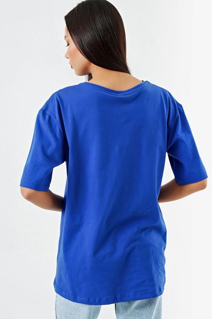 Mavi Baskili Tişört