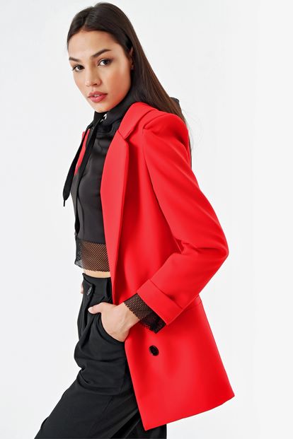 Red Button Detail Jacket